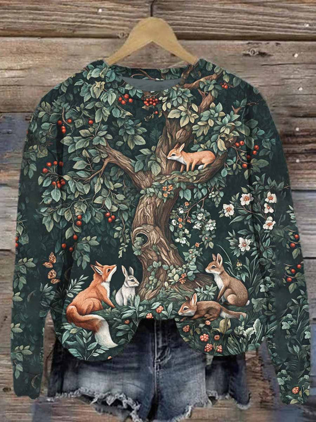 Unisex Forest Animals Printed Casual Sweatshirt