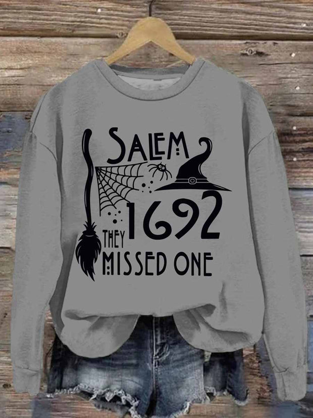 Unisex Halloween Witch Print Casual Sweatshirt