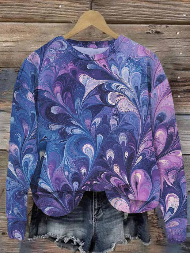 Unisex Abstract Swirl Print Casual Sweatshirt