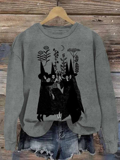 Unisex Halloween Witch Print Casual Sweatshirt