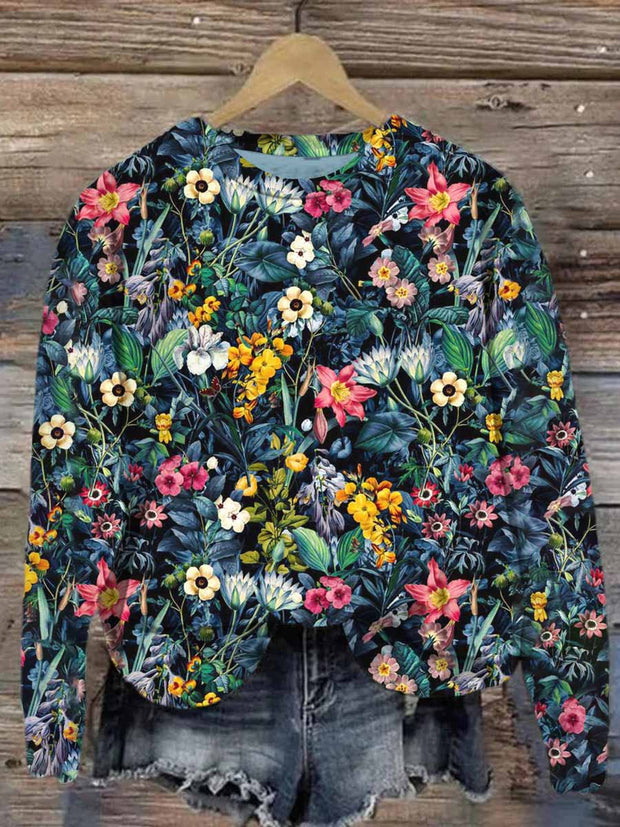 Unisex Floral Print Casual Sweatshirt