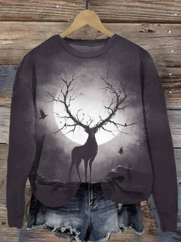 Unisex Deer Print Casual Sweatshirt