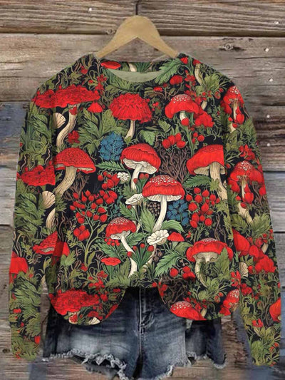 Unisex Halloween Mushroom Print Casual Sweatshirt