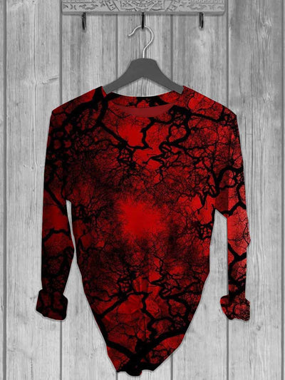 Unisex Abstract Roots Print Casual Long Sleeve T-Shirt