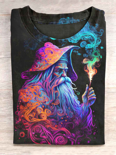 Unisex Men's Wizard Printed Casual T-Shirt