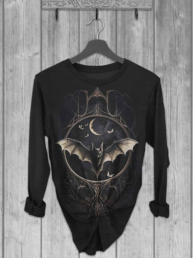 Unisex Bat Print Casual Long Sleeve T-Shirt