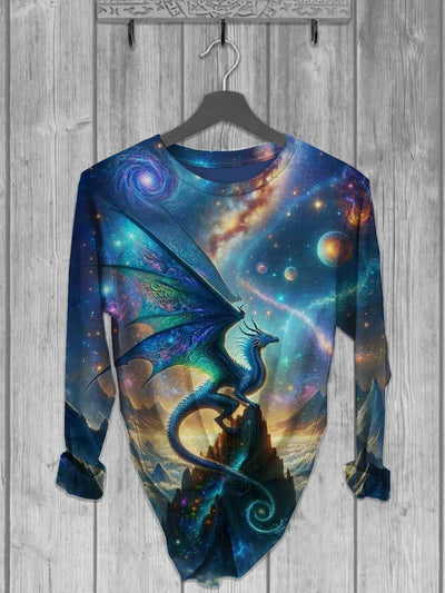 Unisex Flying Dragon Print Long Sleeve T-Shirt