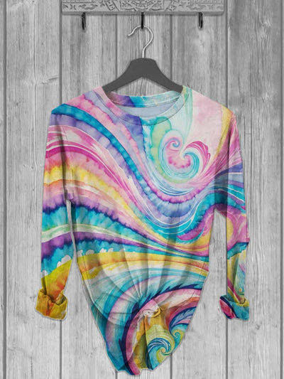 Abstract Dazzle Graphic Print Long Sleeve T-Shirt