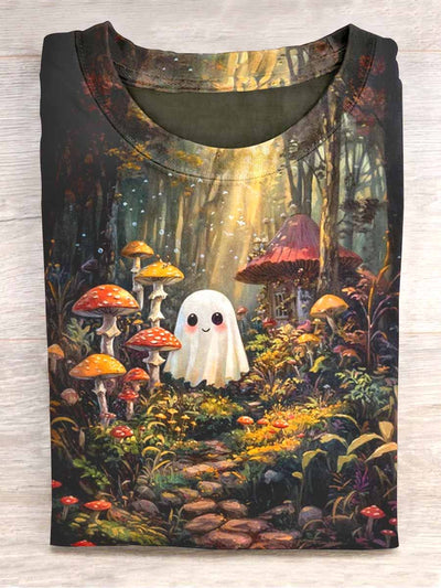 Unisex Halloween Ghost Print Casual T-Shirt