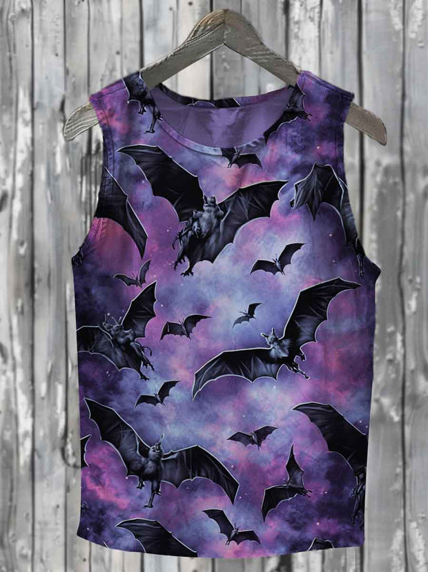 Unisex Halloween Bat Print Casual Tank Top