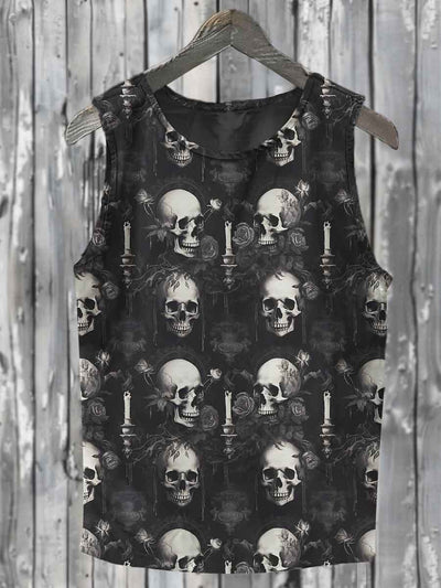 Unisex Halloween Skull Print Casual Tank Top