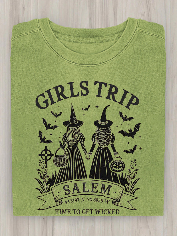 Halloween Witch Print Casual Sweatshirt