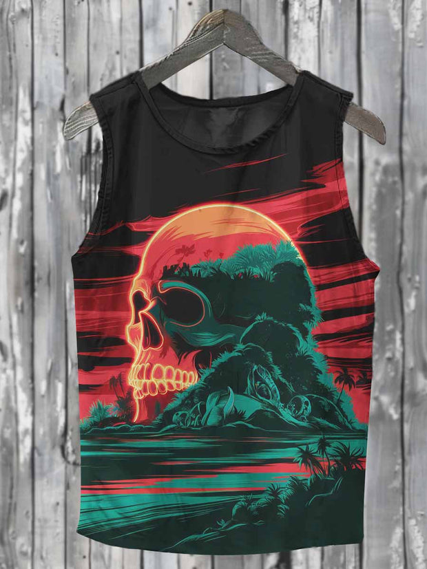 Halloween Skull Print Casual Tank Top