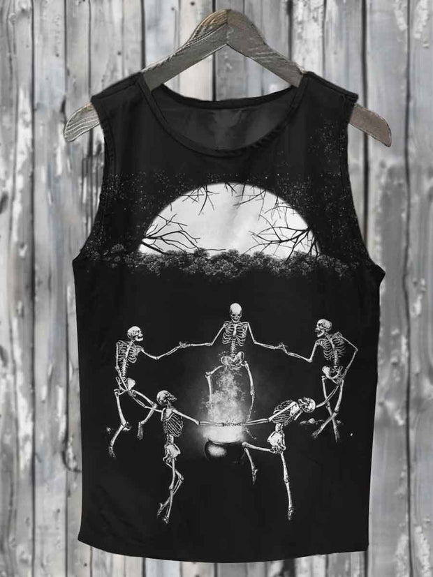 Halloween Skull Print Casual Tank Top