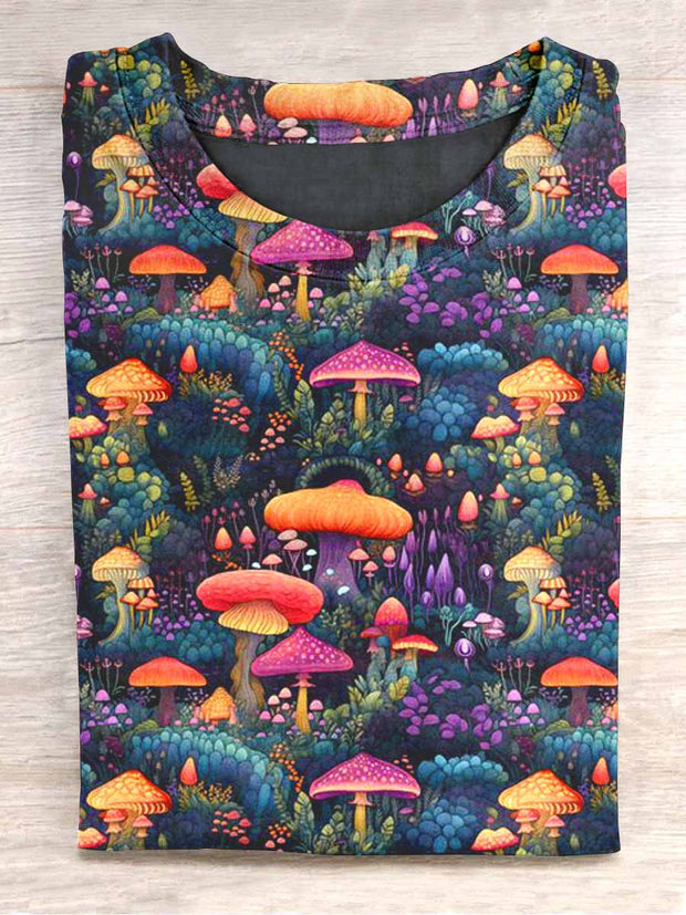 Unisex Halloween Mushroom Print Casual T-Shirt