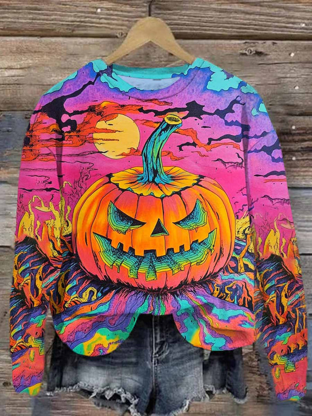 Unisex Halloween Pumpkin Print Casual Sweatshirt