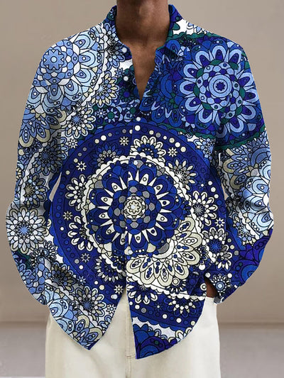 Gentleman Vintage Gradient Paisley Floral Art Print Long Sleeve Shirt