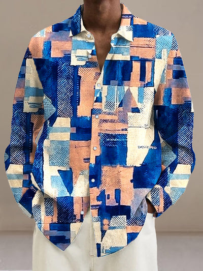 Gentleman Vintage Abstract Colorful Geometric Art Print Long Sleeve Shirt