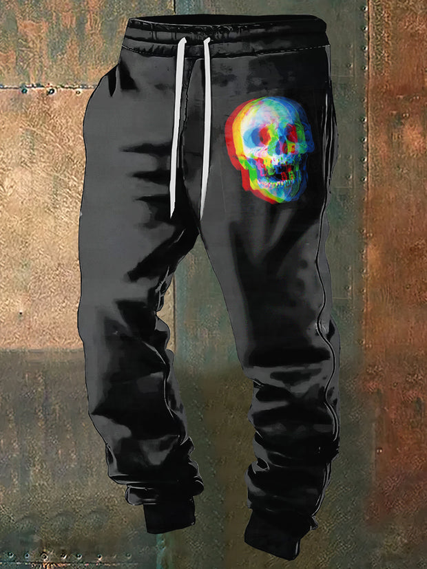 Men's Punk Skull Halloween Print Sweatpants