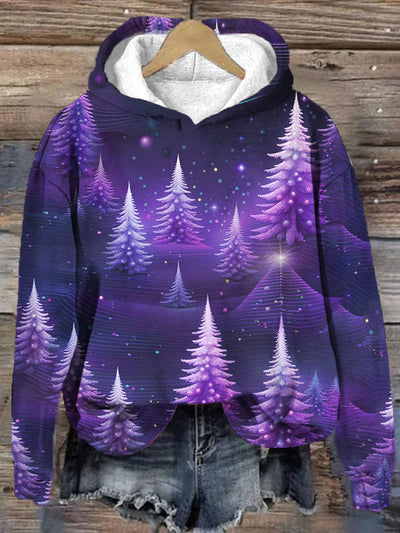 Unisex Purple Christmas Tree Print Casual Sweatshirt