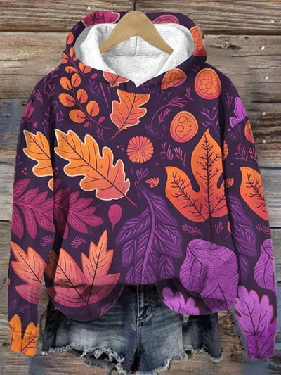 Unisex Autumn Maple Leaf Print Casual Sweatshirt