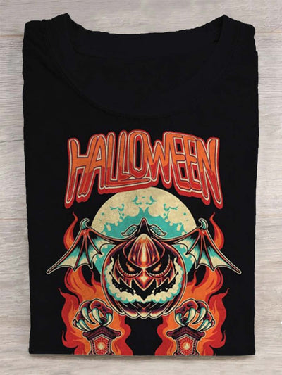 Halloween print stylish loose short-sleeved T-shirt