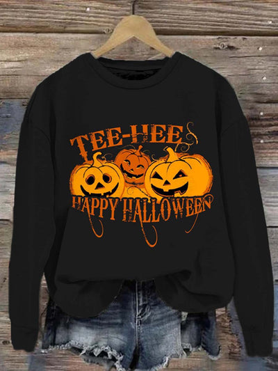 Halloween elements print crewneck retro fashion loose long-sleeved sweatshirt