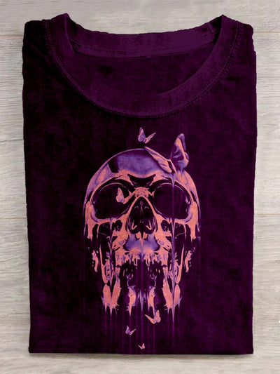 Stylish skull print loose short-sleeved T-shirt