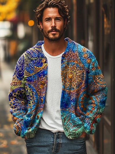 Gentleman Vintage Mandala Art Print Button Cardigan Sweater