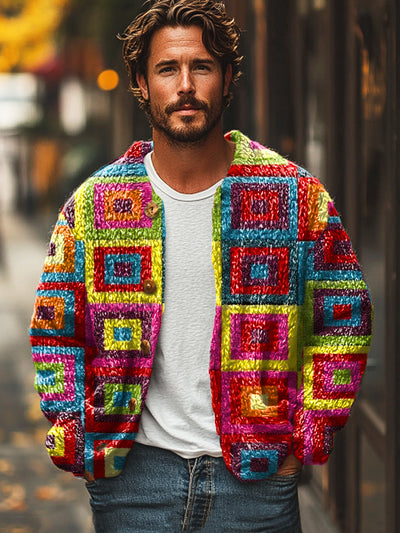 Gentleman Vintage Iridescent Geometric Art Print Cardigan Sweater