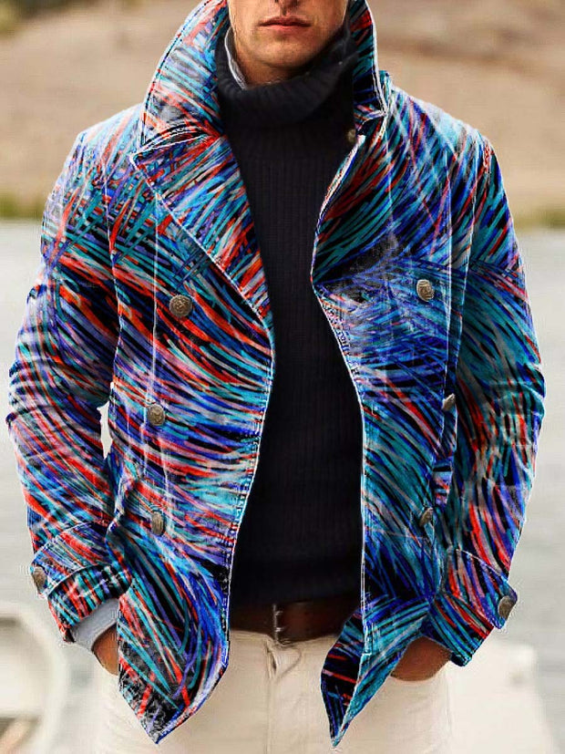 Men's colorful line fashion digital print casual jacket