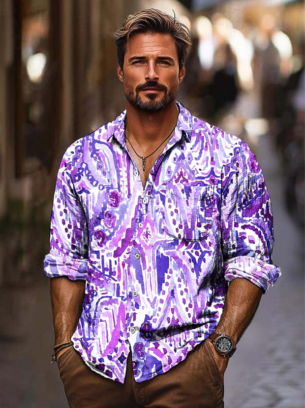 Men's Romantic Mystery Fashion Digital Print Long Sleeve Shirt