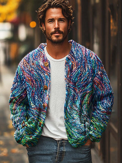 Men's premium versatile fashion digitally printed sweater cardigan jacket