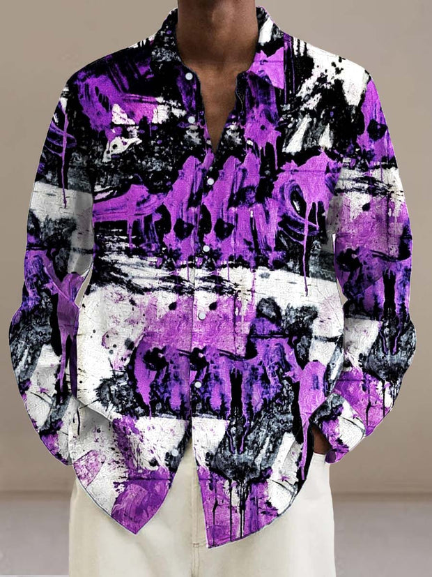 Men's classic fashion versatile digitally printed long-sleeved shirt