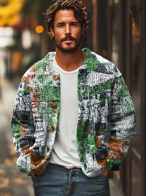 Men's colorful graffiti fashion digital print sweater cardigan jacket