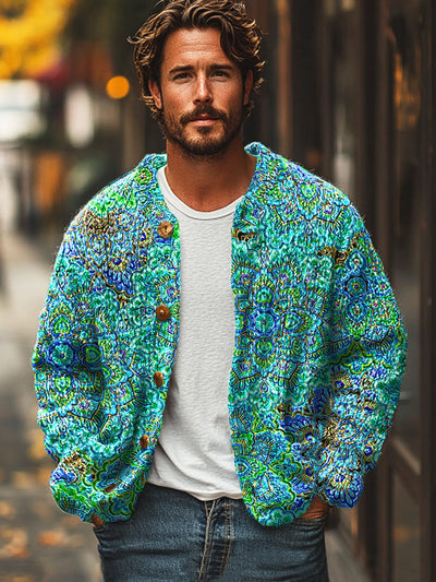 Gentleman Vintage Mandala Abstract Casual Art Print Sweater Cardigan