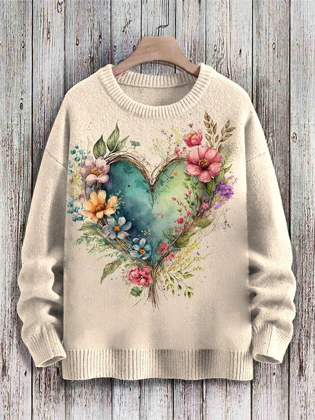 Vintage Love Flower Crew Neck T-shirt