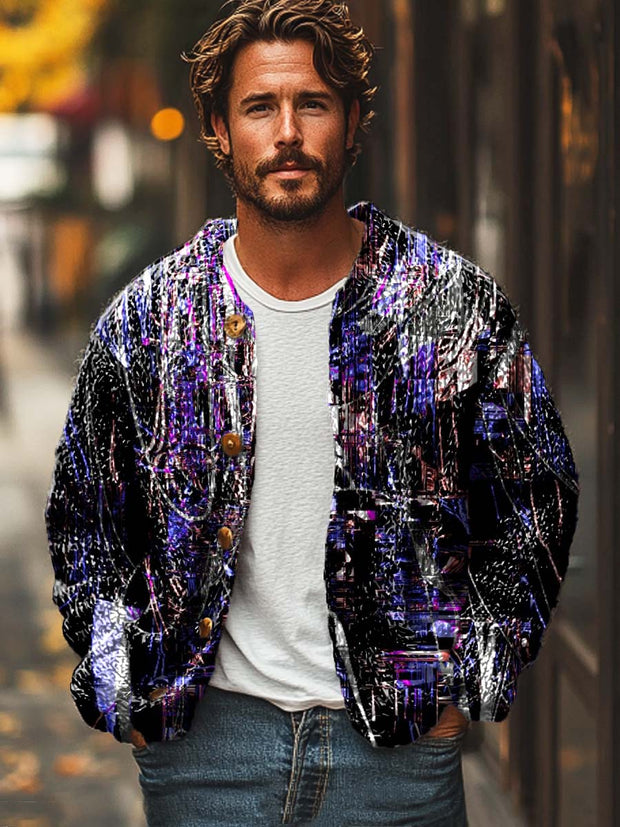 Gentleman's intricate abstract art print sweater cardigan