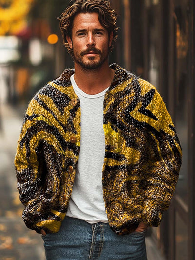 Men's vintage modern fashion printed sweater cardigan