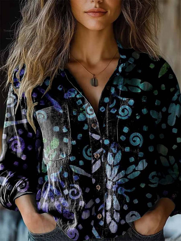 Women's Dragonfly fashion print long sleeve shirt