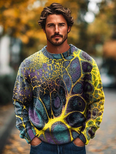 Gentleman's abstract texture art print crewneck base sweater