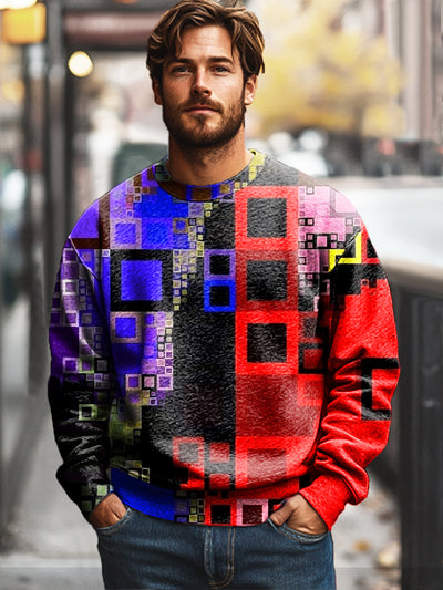 Gentleman Abstract Graffiti Vintage Print Cotton Crew Neck Sweatshirt