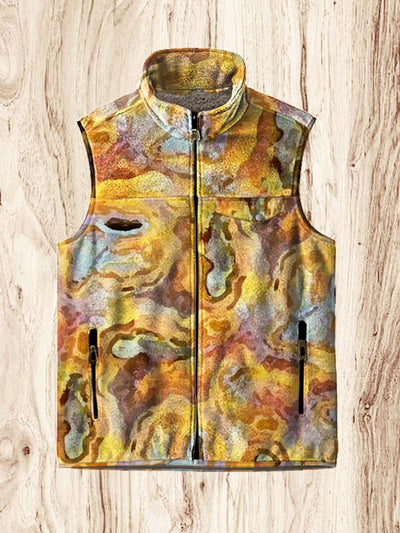 Men's fashion abstract texture blended art print flannel vest