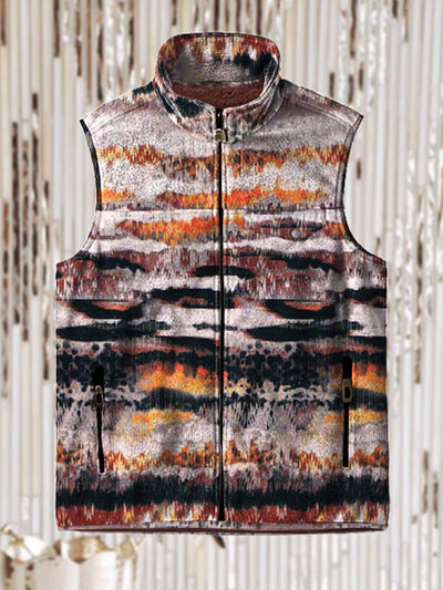 Men's fashion irregular textured art printed flannel vest