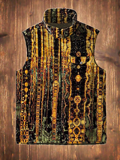 Men's vintage trendy abstract art print flannel vest