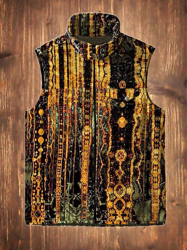 Men's vintage trendy abstract art print flannel vest