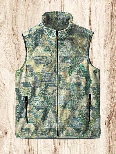 Men's fashion simple and versatile art print flannel vest