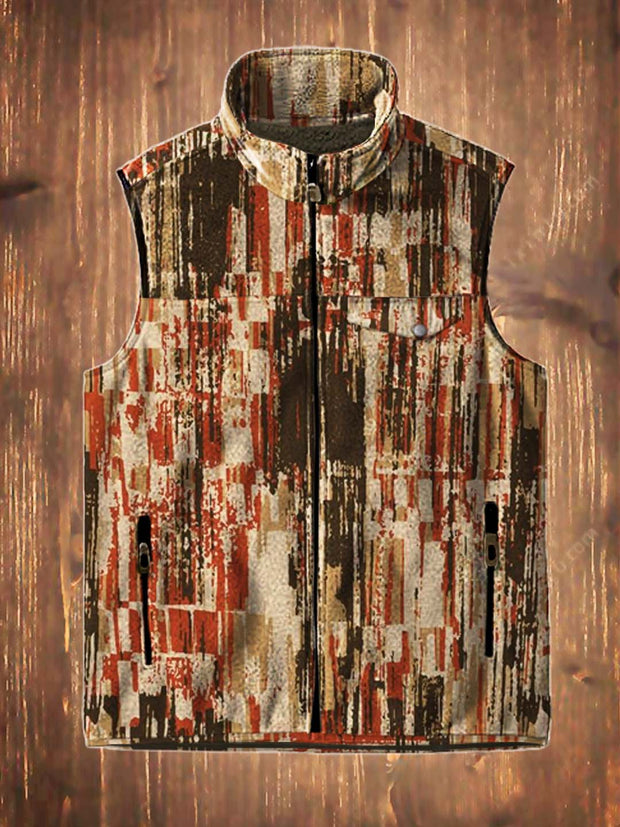 Men's vintage versatile irregular stripe printed flannel vest