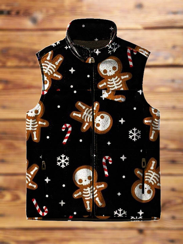 Men's fashion cute skeleton doll printed flannel vest