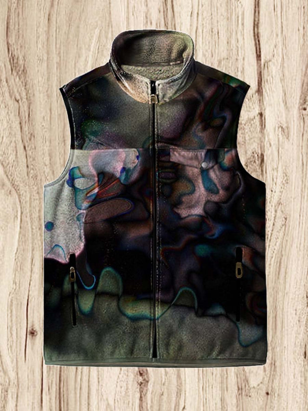 Men's fashion abstract texture smudge art print flannel vest